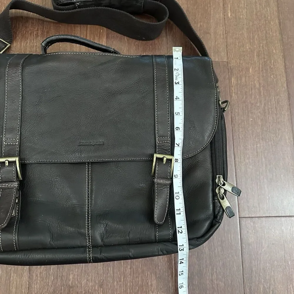 Samsonite Colombian Leather Flap-Over Business Messenger Bag Laptop, Brown